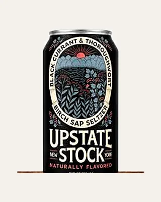 Upstate Stock Black Currant and Thoroughwort birch sap seltzer can